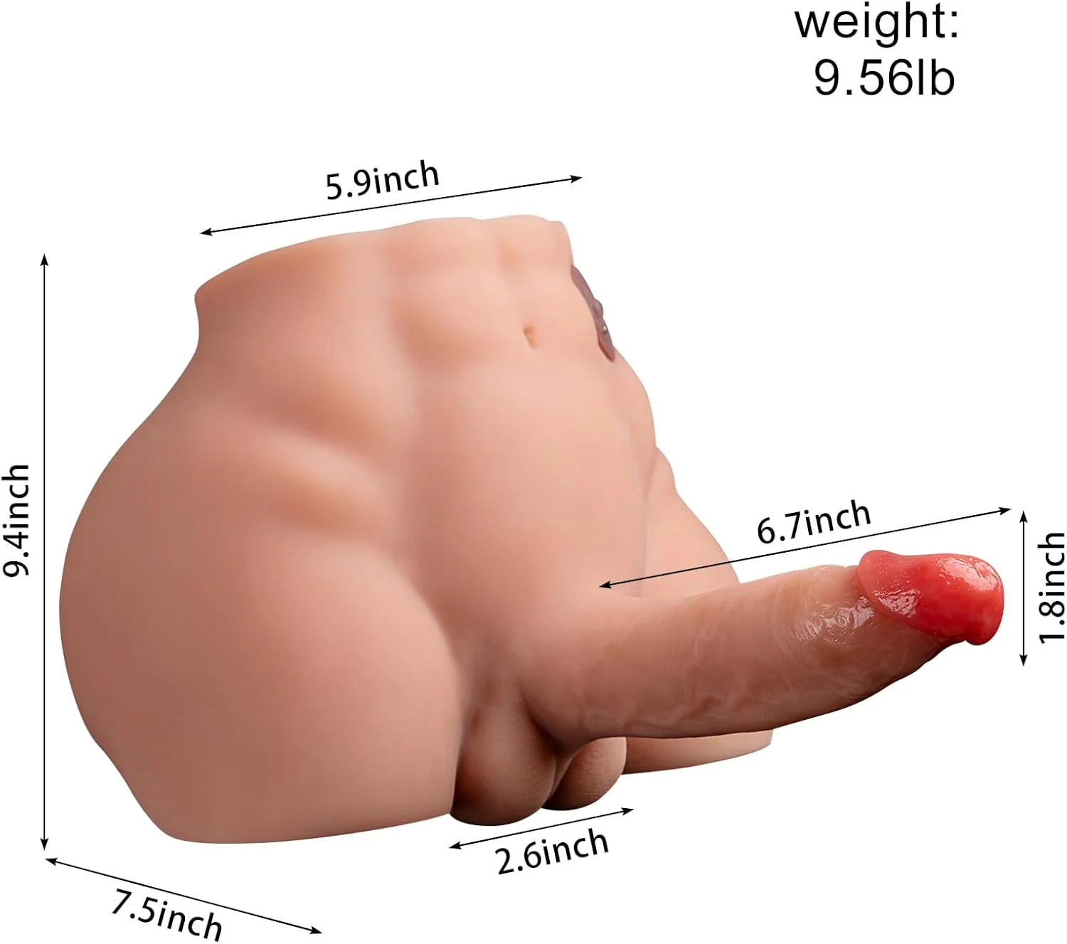 9.57Lb Realistic Male Torso Sex Doll with Thrusting Dildo - Image 5