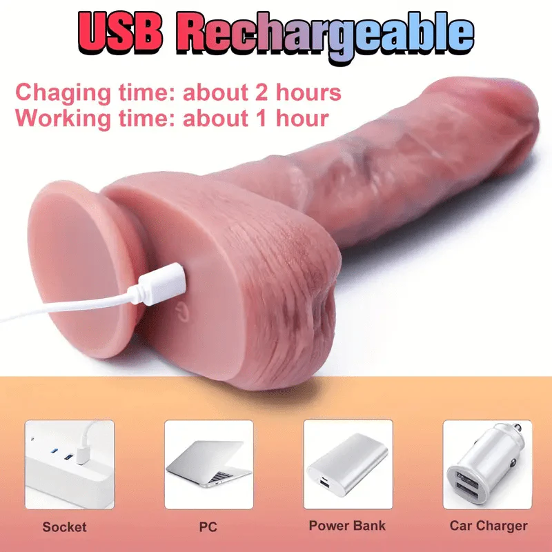 9in-Realistic Brown Thrusting Dildo Vibrator Remote Control - Image 4