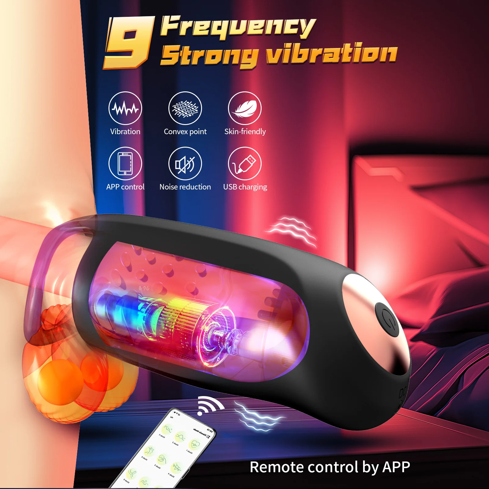APP Control Male Trainer with Double Vibration & Locking Ring - Image 2