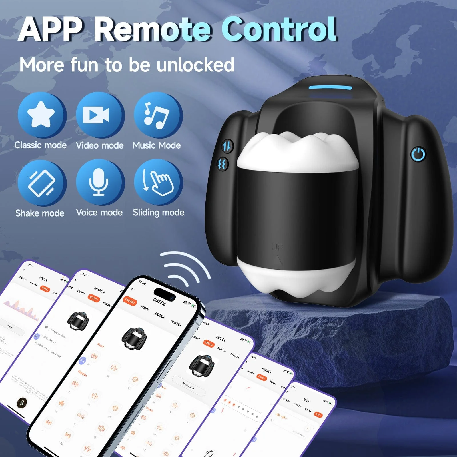 APP Controlled Male Masturbator 10 Vibration Modes 3 Thrusting Speeds  Telescopic - Image 3