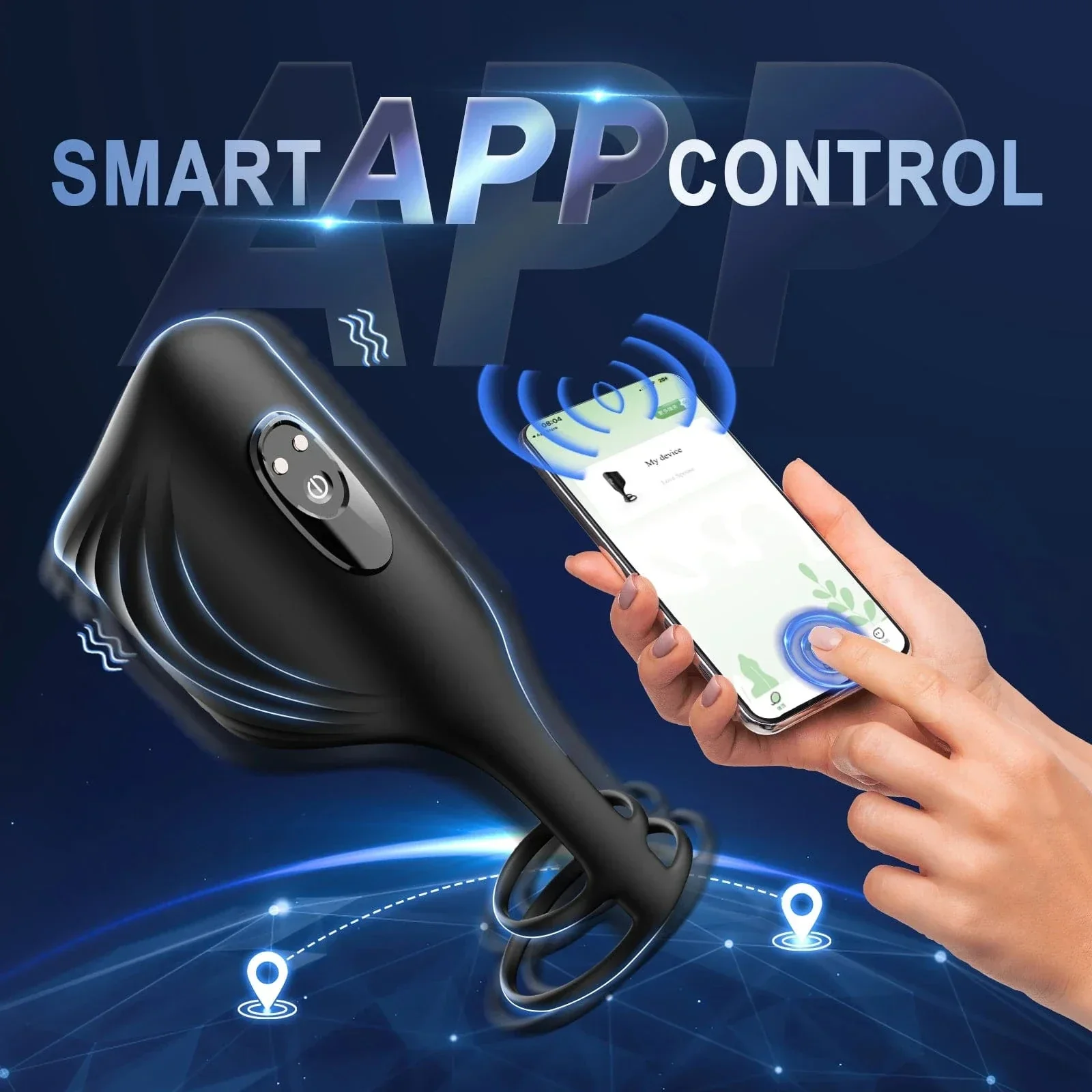 App Wireless Control Cock Ring Adjustable Vibrator Male Penis Trainer - Image 5