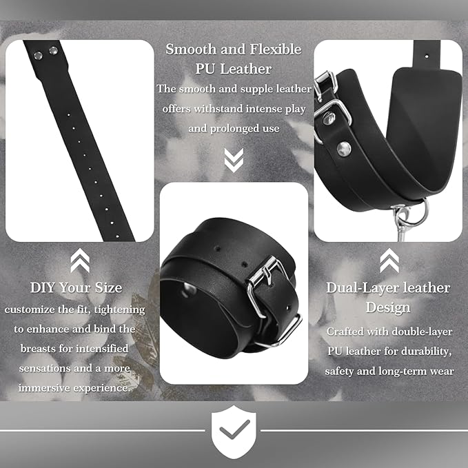 BDSM Bondage Sex Breast Restraints Collars Handcuffs Bundle Set - Image 4