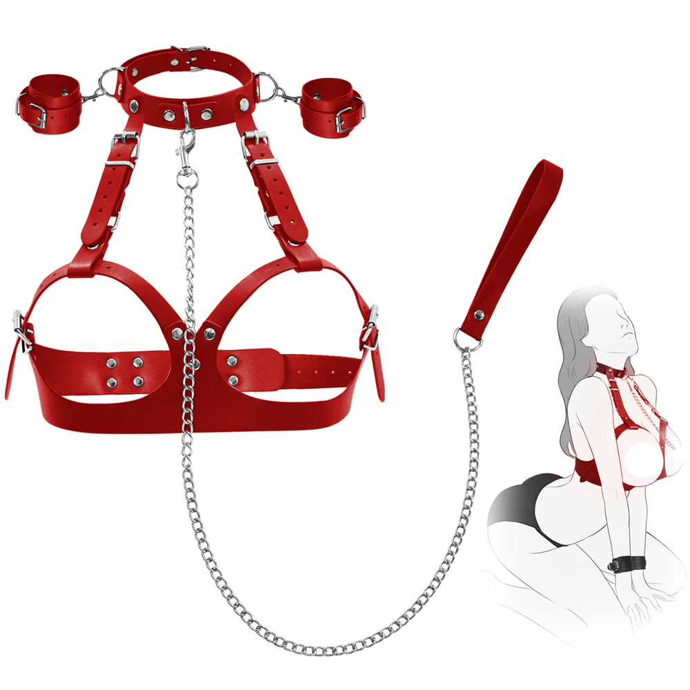 BDSM Bondage Sex Breast Restraints Collars Handcuffs Bundle Set - Image 7