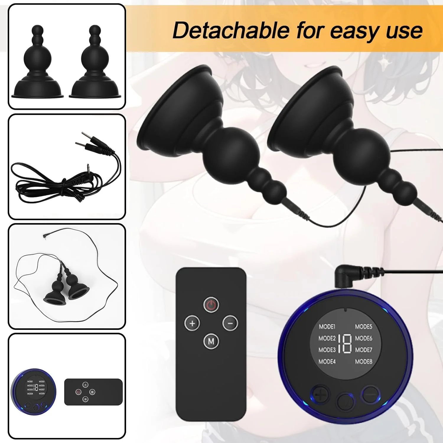 BDSM Electric Shock Silicone Nipple Stimulator with Remote Control - Image 3