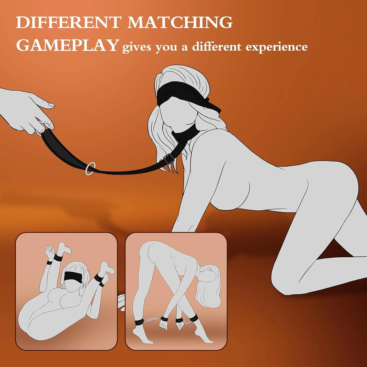BDSM Kit Neck to Wrist Behind Back Collar Restraints Adjustable Set SM Play - Image 4