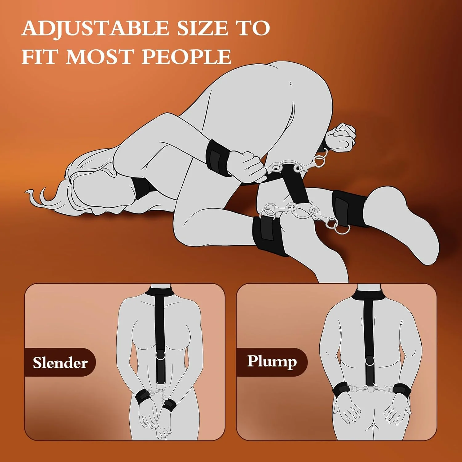BDSM Kit Neck to Wrist Behind Back Collar Restraints Adjustable Set SM Play - Image 5
