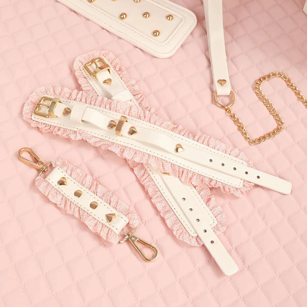 BDSM Lace Maid Leather Bondage Kit Flirting Sex Tool 6PCS - Image 4