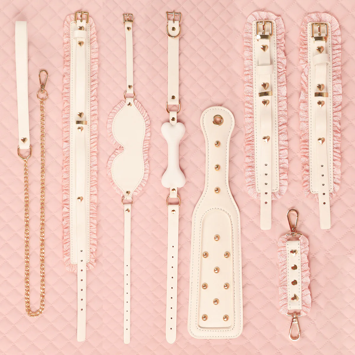 BDSM Lace Maid Leather Bondage Kit Flirting Sex Tool 6PCS - Image 8