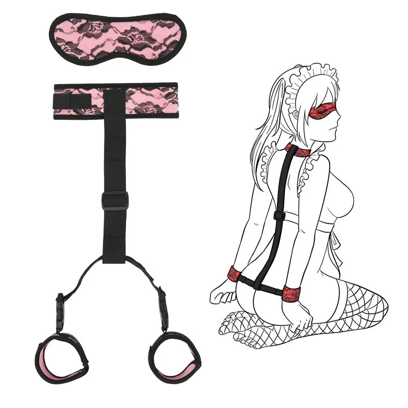 BDSM Neck to Wrist Restraints Backcuffs Bondage Set SM Games Play - Image 7