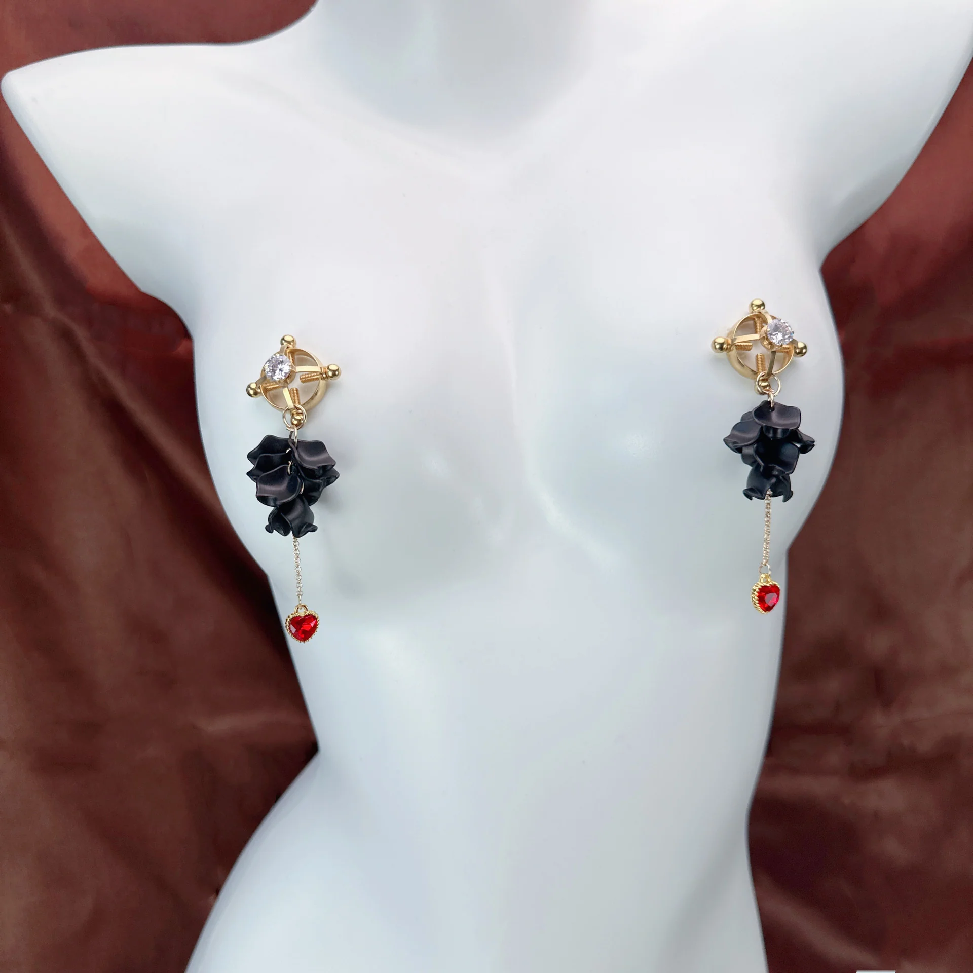 BDSM Petal Heart Cross Nipple Clamps - Image 7