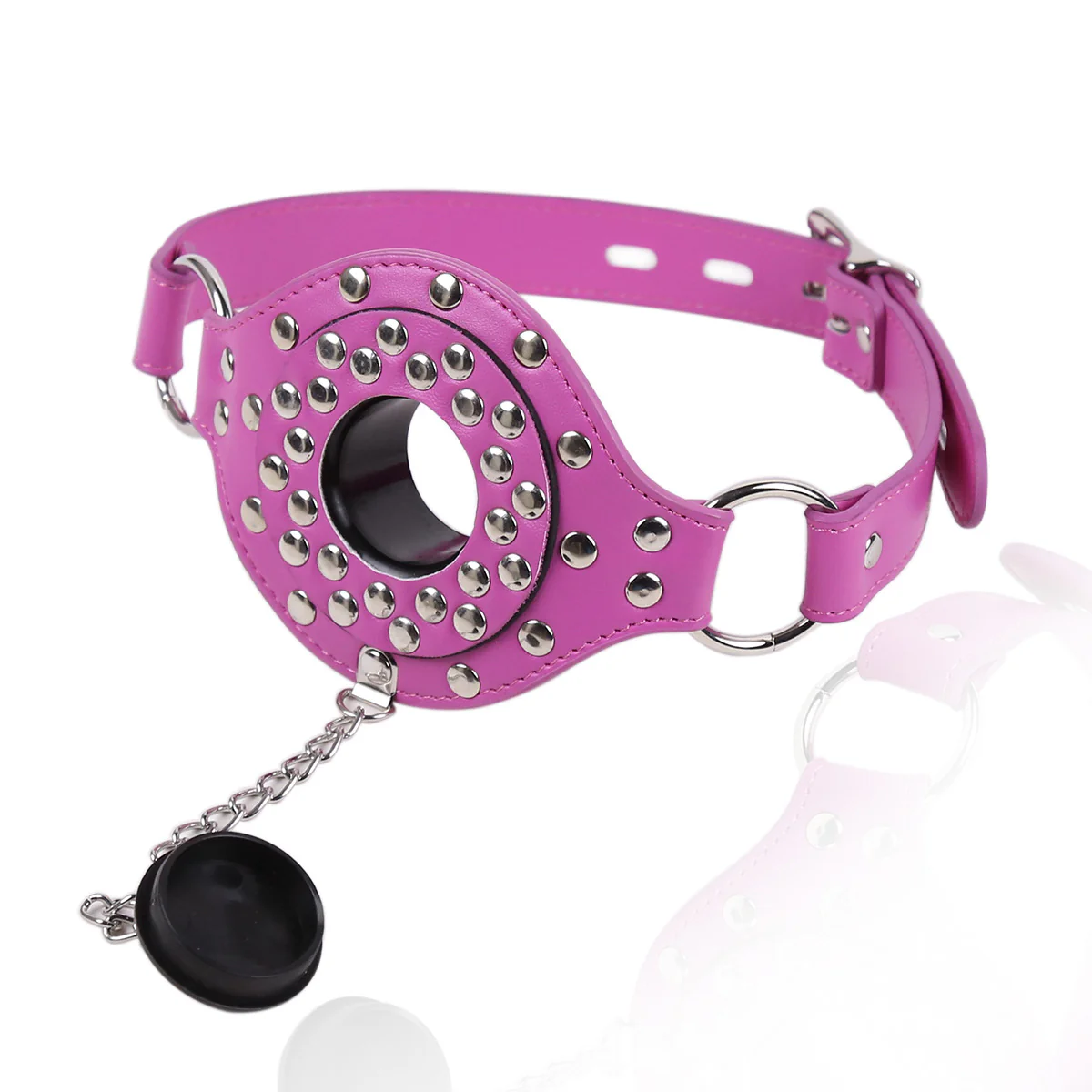 BDSM PU Leather Ball Gag with Cover Mouth Plug - Image 3