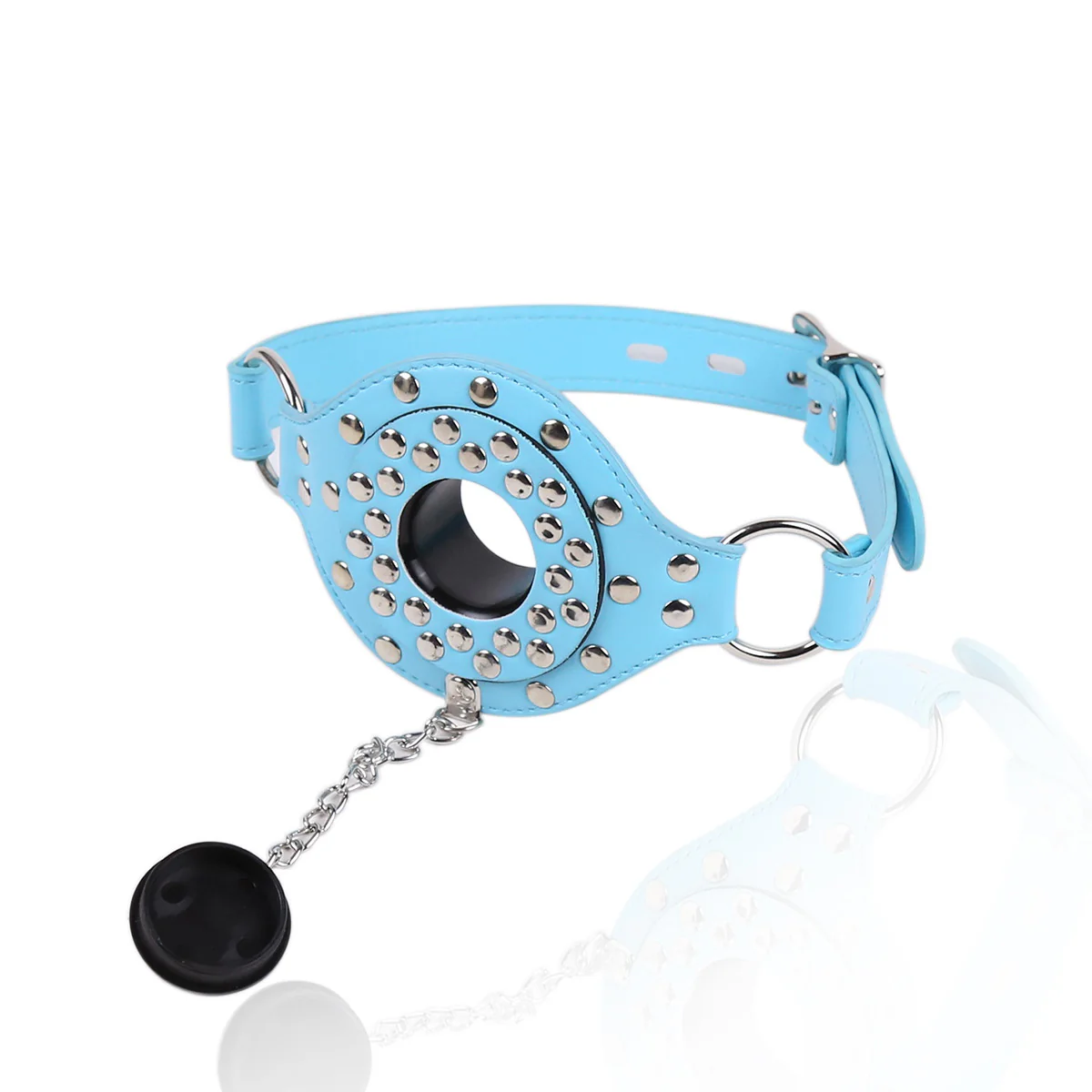 BDSM PU Leather Ball Gag with Cover Mouth Plug - Image 4