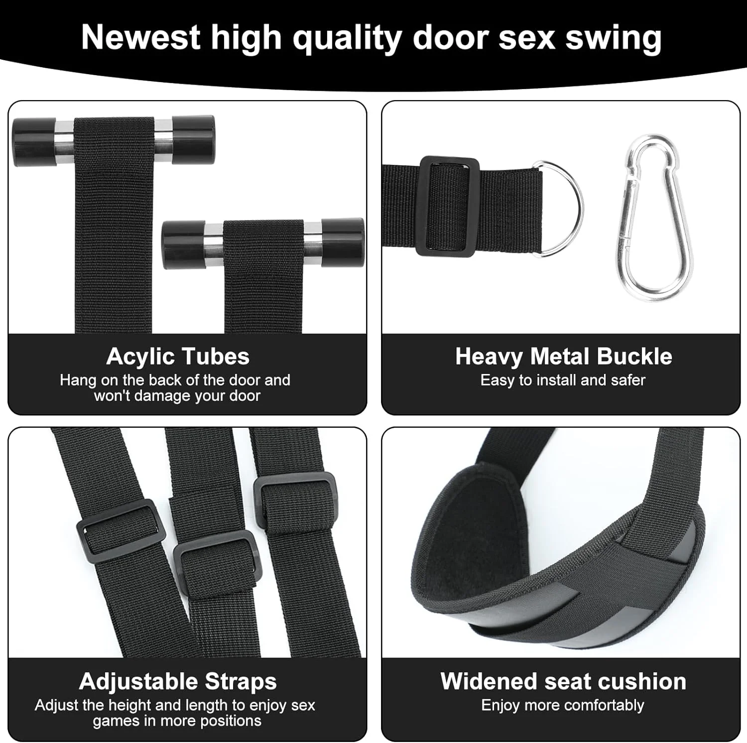 BDSM Sex Swing Bondage Slave Soft Plush Sex Slings with Adjustable Restraints for Couple - Image 2