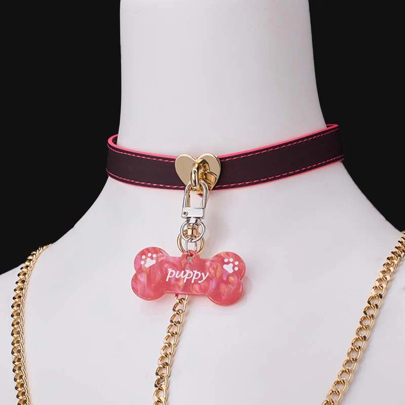 BDSM Temperature-Sensitive Color-Changing Collar With Leash - Image 8