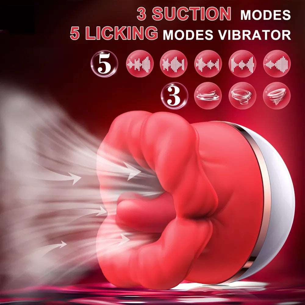 Big-Mouth Tongue Sucking Female Masturbator Massager Rechargeable Vibrator - Image 7