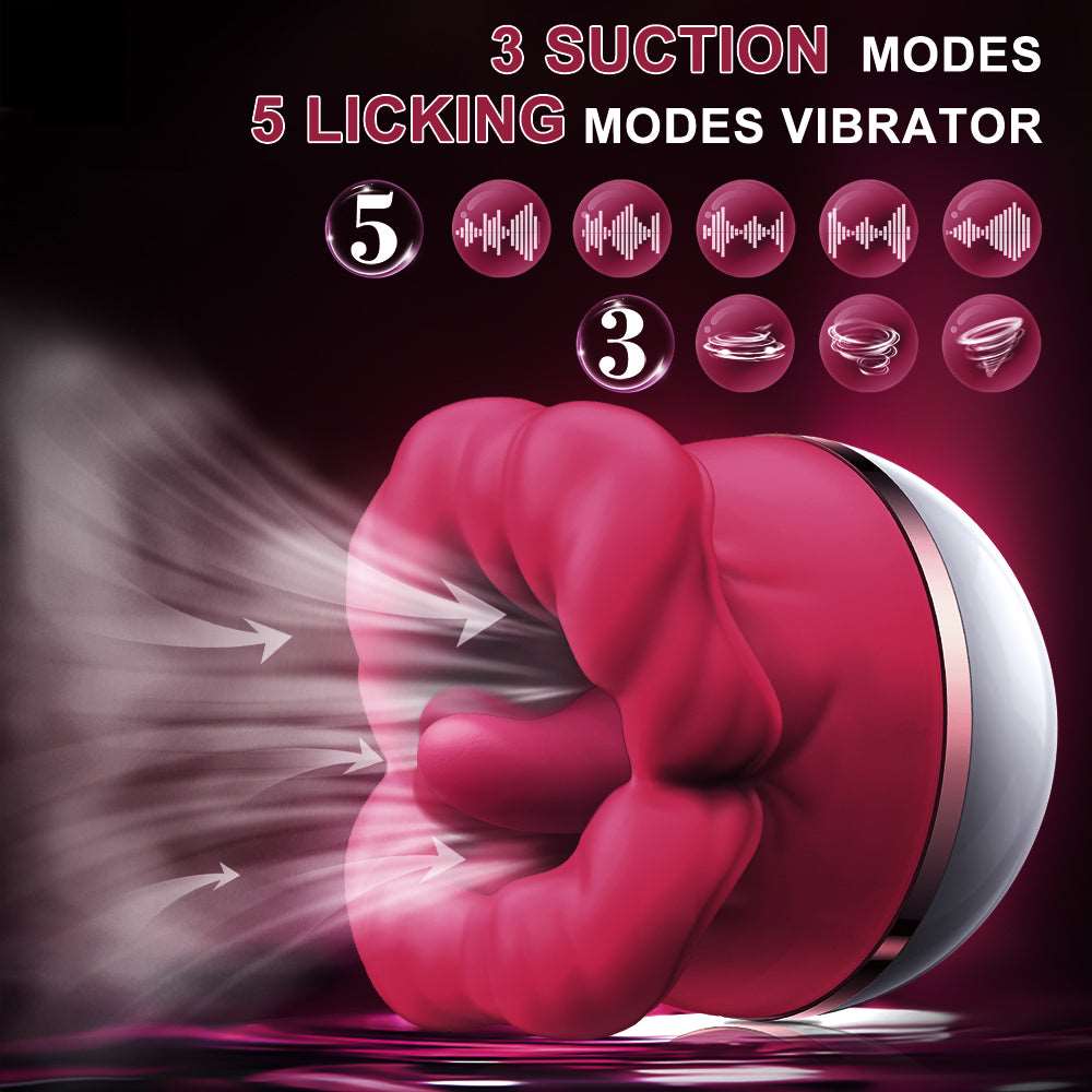 Big-Mouth Tongue Sucking Female Masturbator Massager Rechargeable Vibrator - Image 9