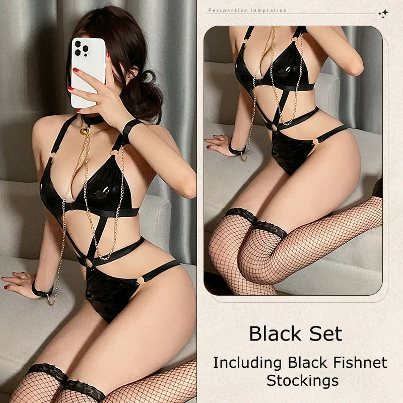 Bondage Leather Jacket Cos Maid Costume - Image 7