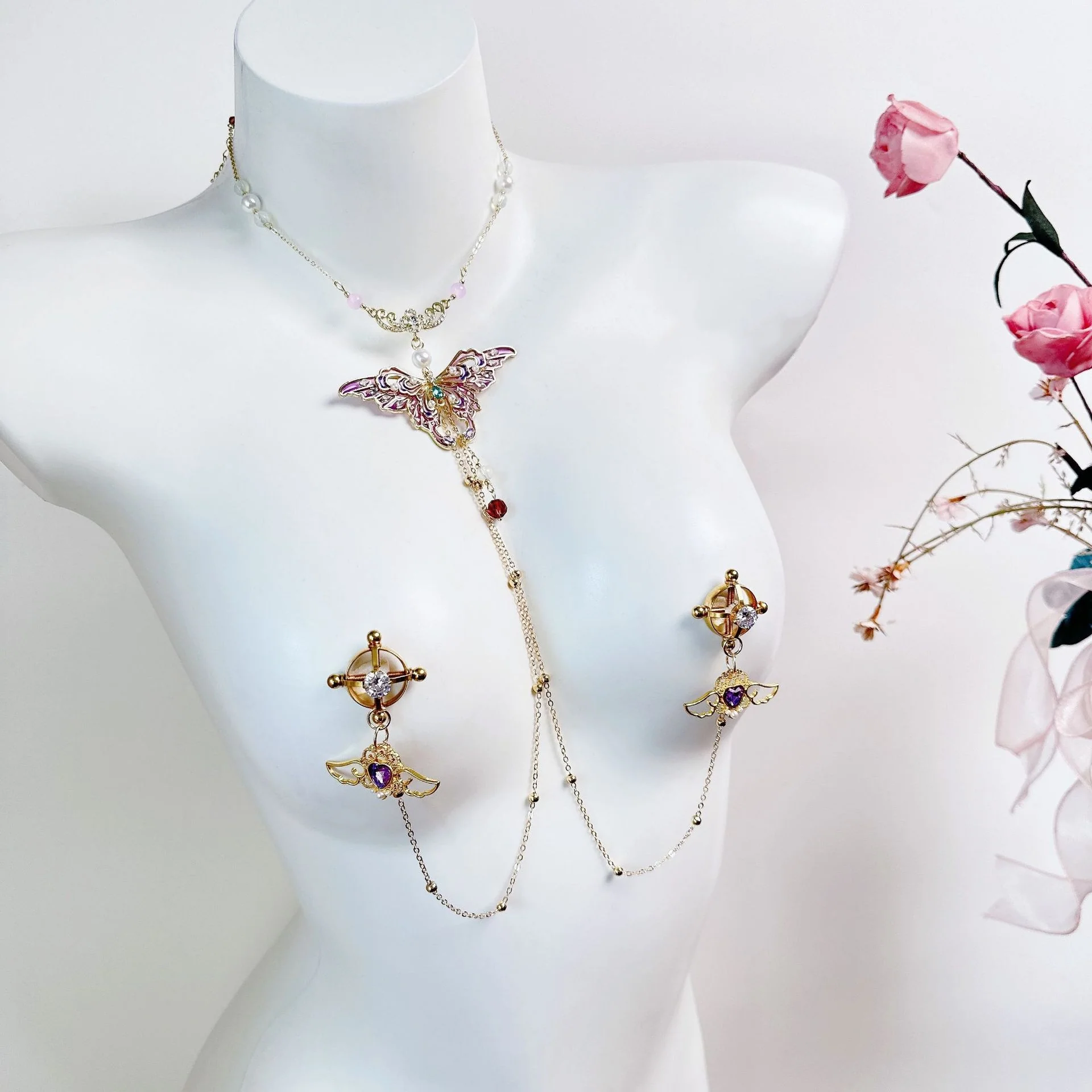 Butterfly Collar & Nipple Clamp Chain Suit - Image 3