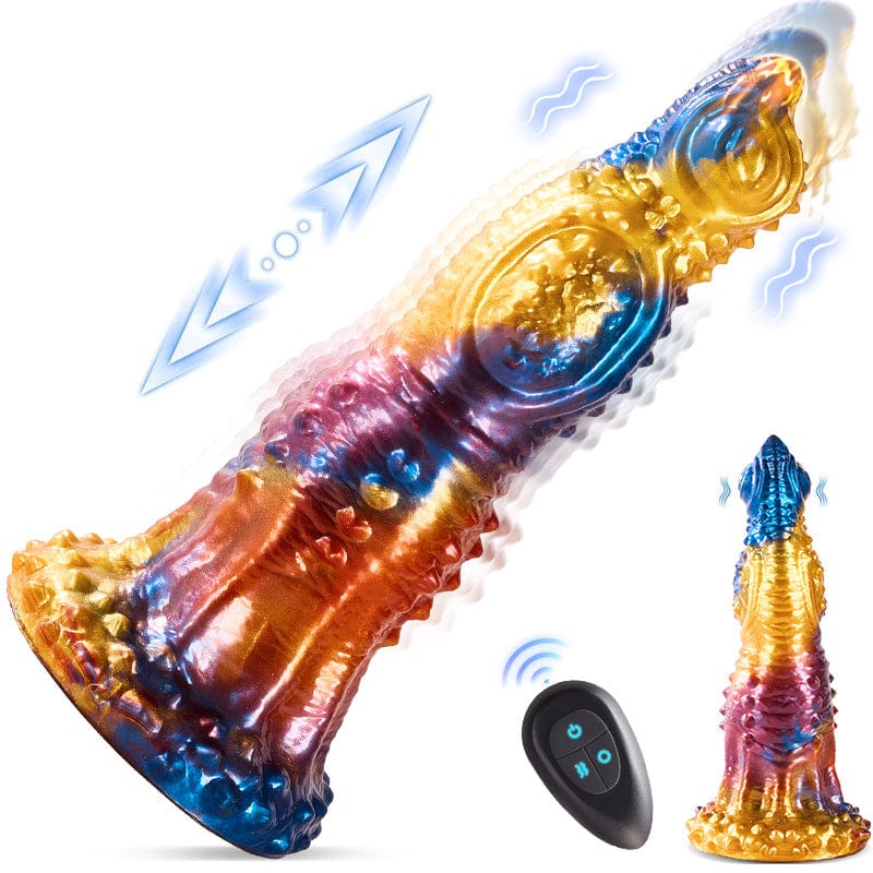 Colorful Golden Phoenix Electric Telescopic Vibrating Dildo With Remote Control - Image 2