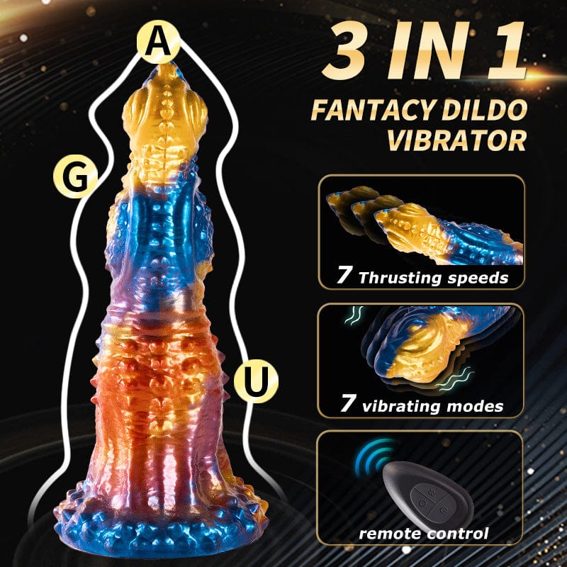 Colorful Golden Phoenix Electric Telescopic Vibrating Dildo With Remote Control - Image 3