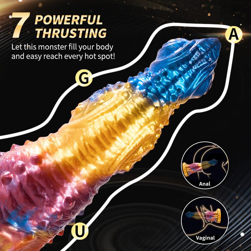 Colorful Golden Phoenix Electric Telescopic Vibrating Dildo With Remote Control - Image 5