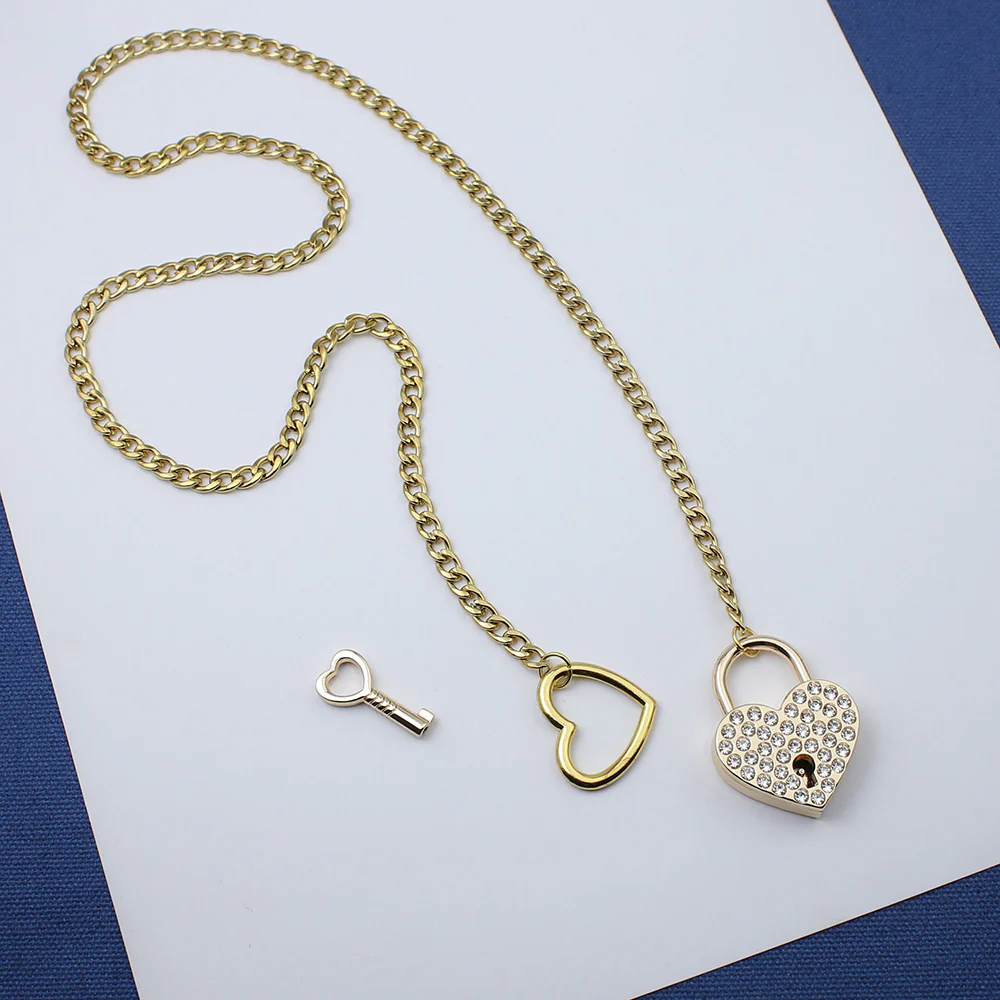 Crystal Heart Lock & Key O-ring Slip Chain - Image 11