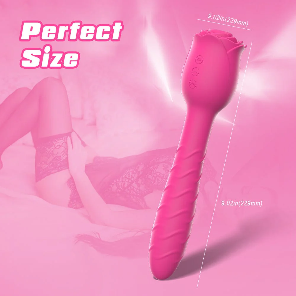 D3621 Scarlet 3-in-1 Telescopic Sucking And Shocking Handle Rose Vibrator - Image 6