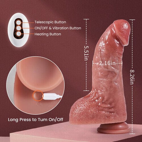 Derek Curved Glans Free Lubricant P and G Spot Stimulation Realistic Anal Dildo Thrusting Heating Vibrating - Image 2
