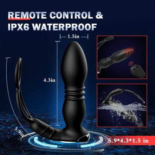 Double Lock Ring Sperm Prostate Massager Remote Control Anal Plug - Image 5