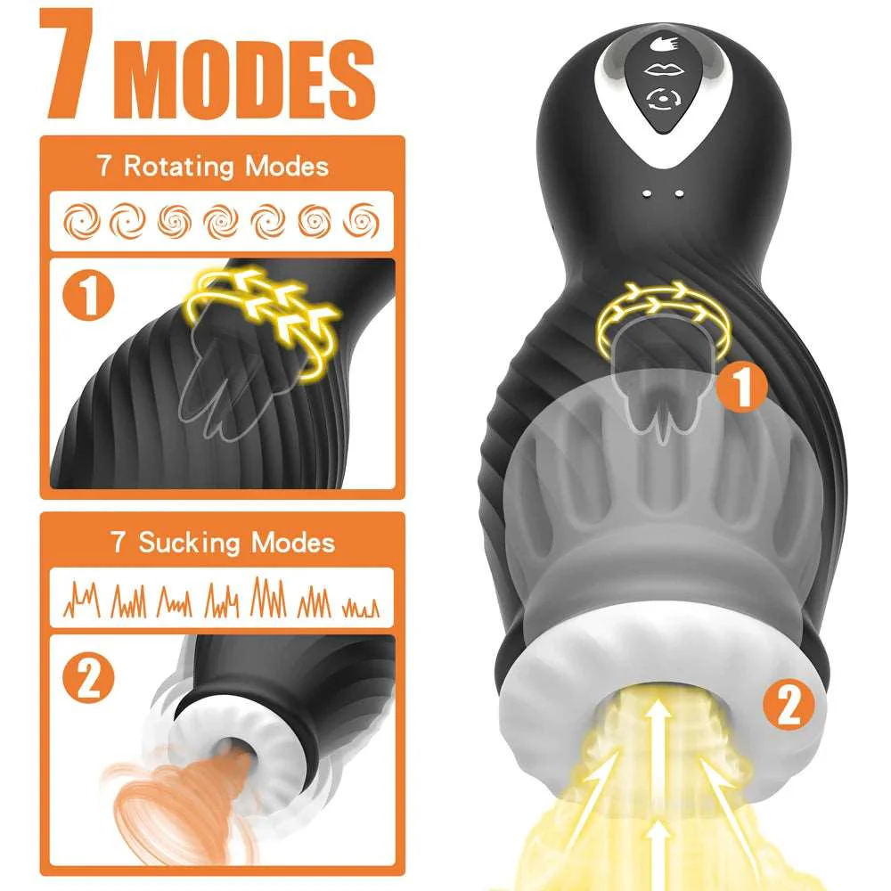 Dragon Suction Rotating Trainer Male Masturbators Oral Vaginal Penis Vibrator - Image 5