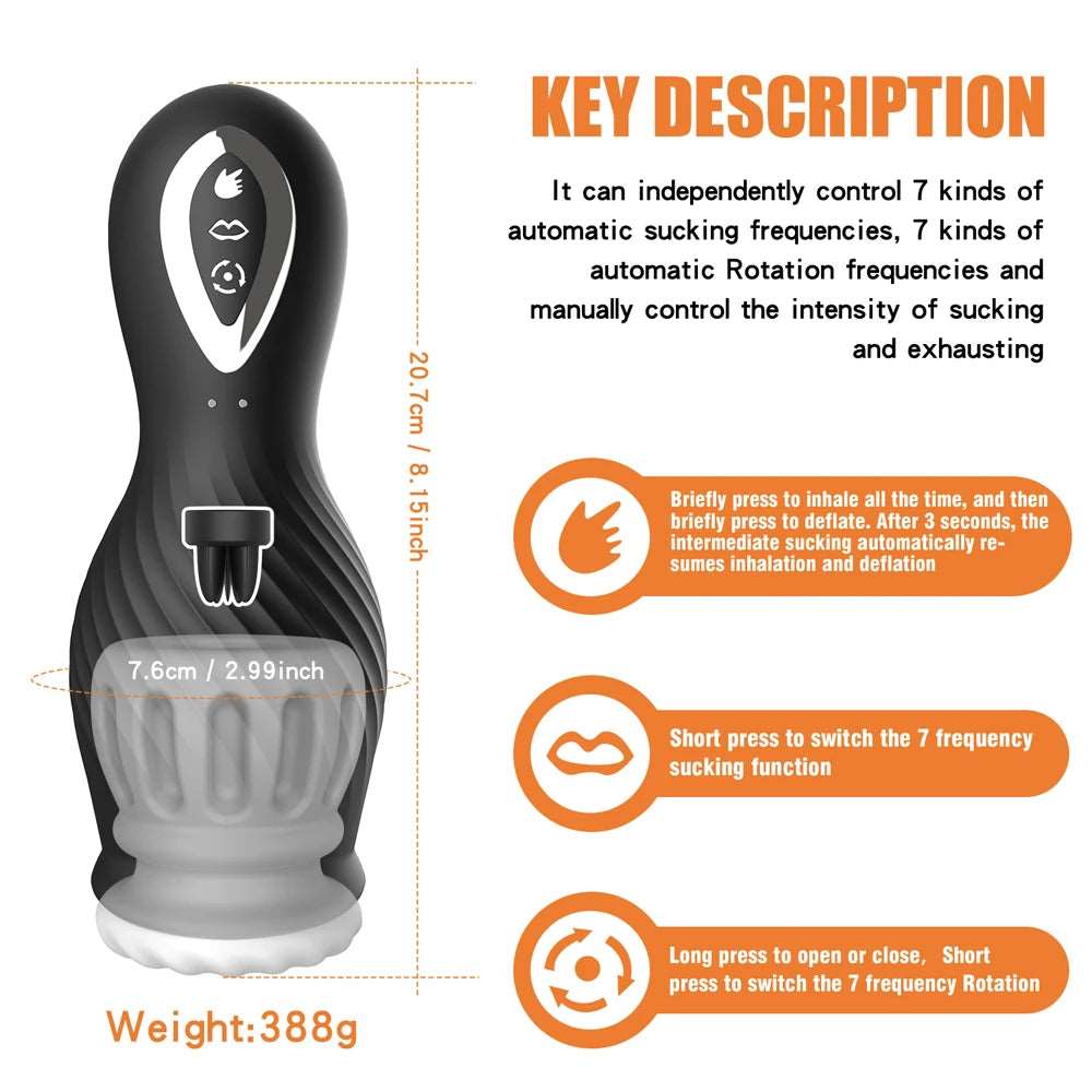 Dragon Suction Rotating Trainer Male Masturbators Oral Vaginal Penis Vibrator - Image 6