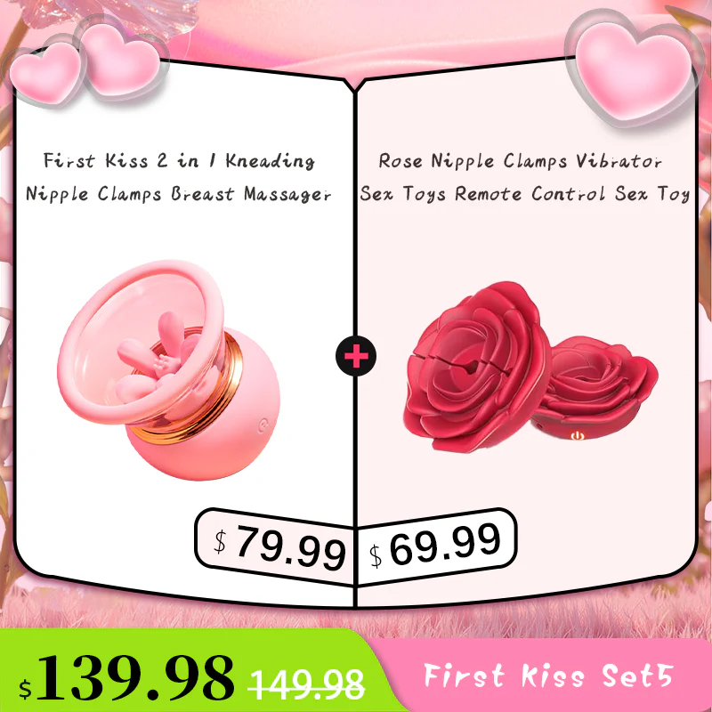 First Kiss 2 in 1 Kneading Nipple Clamps Breast Massager - Image 11