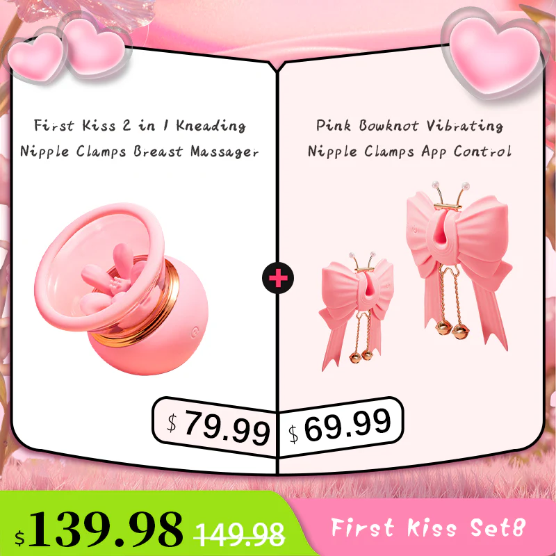 First Kiss 2 in 1 Kneading Nipple Clamps Breast Massager - Image 14