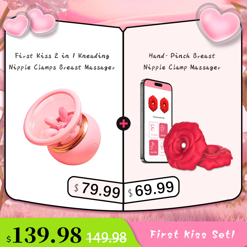 First Kiss 2 in 1 Kneading Nipple Clamps Breast Massager - Image 16