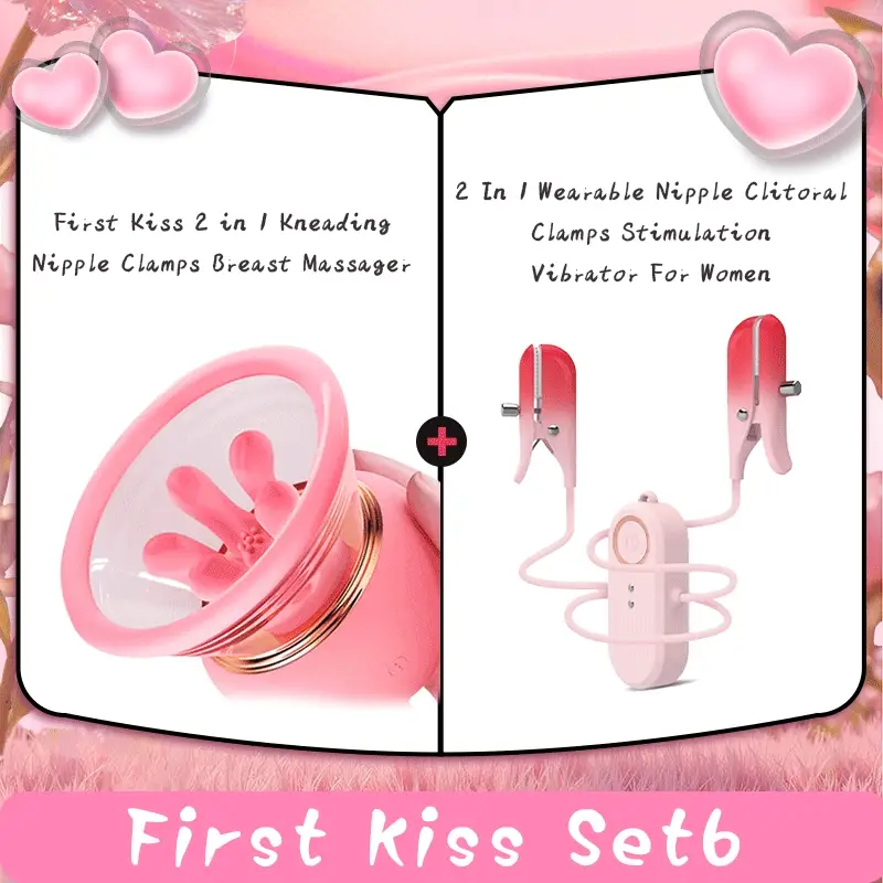 First Kiss 2 in 1 Kneading Nipple Clamps Breast Massager - Image 19