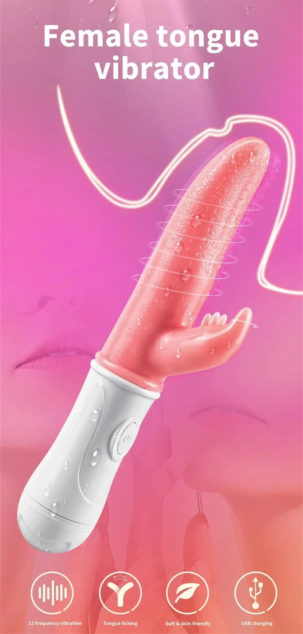 G-spot Clitoral Stimulation 12 Frequency Simulation Tongue Vaginal Massage Vibrator - Image 3