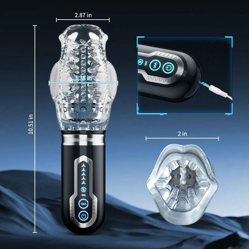 Gawk Gawk 6000 Amber 5.0 Double Egg Vibrators 5 Thrusting 7 Vibrating Oral Sex Handheld Male Masturbator - Image 3