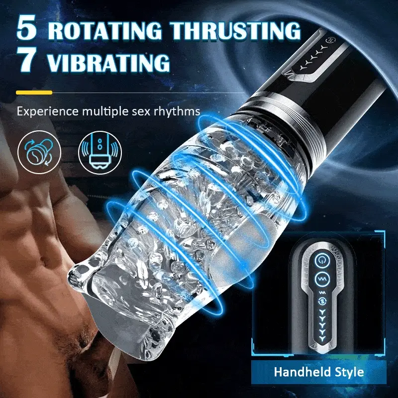 Gawk Gawk 6000 Amber 5.0 Double Egg Vibrators 5 Thrusting 7 Vibrating Oral Sex Handheld Male Masturbator - Image 5