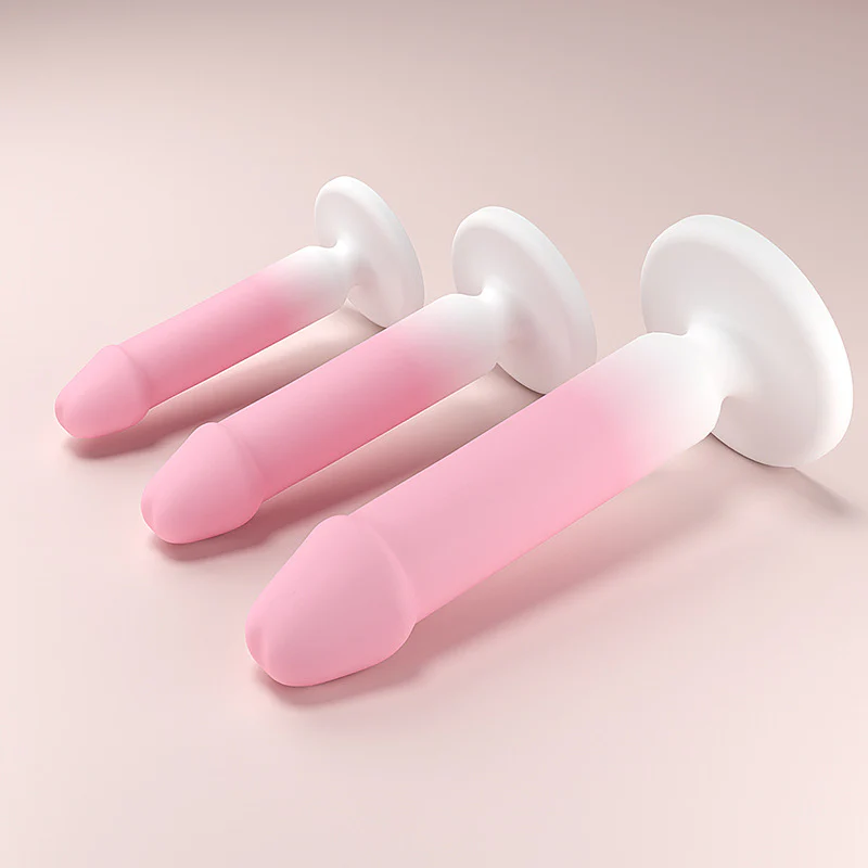 Gradient Pink Silicone Realistic Dildo Anal Plug - Image 2