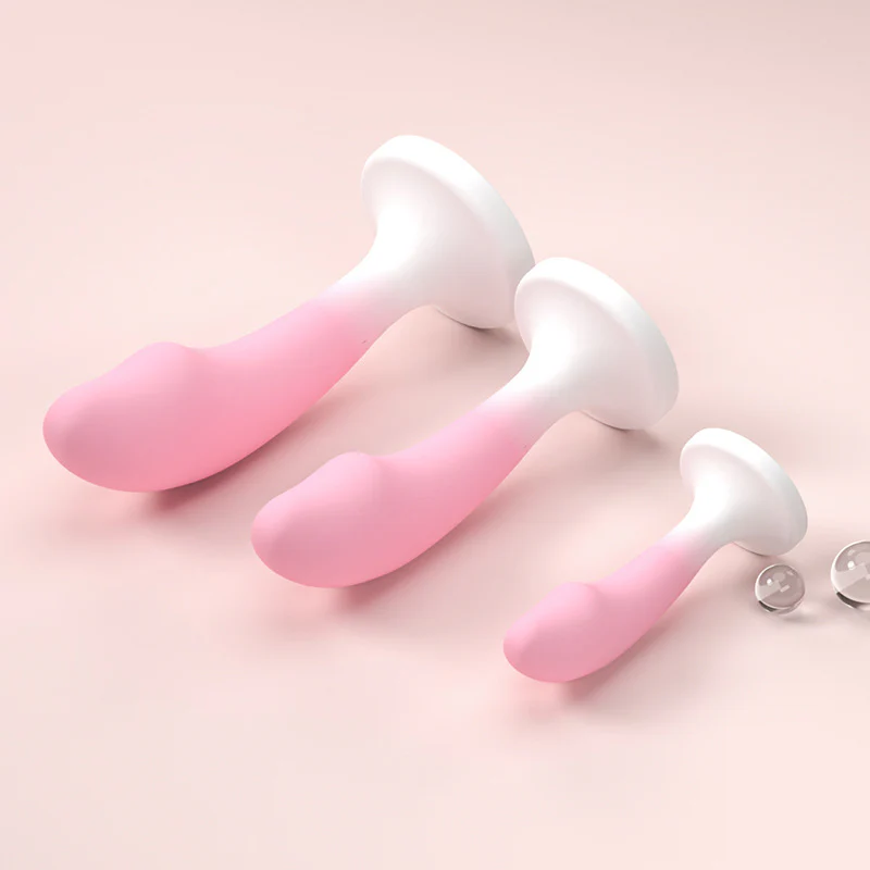 Gradient Pink Silicone Realistic Dildo Anal Plug - Image 3