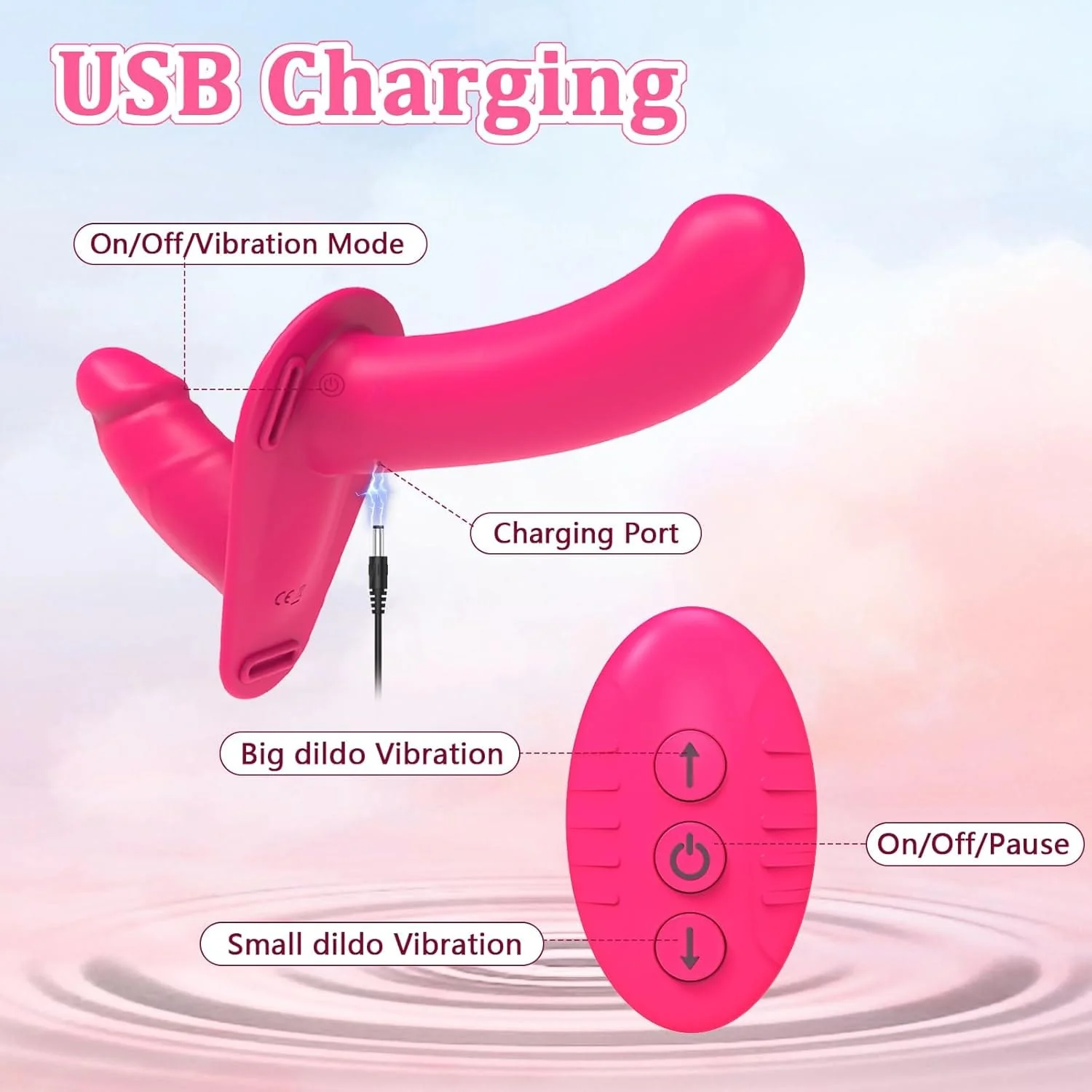 Lesbian Strap-on Dildo Vibrator Double-ended Dildo with Remote Control - Image 6