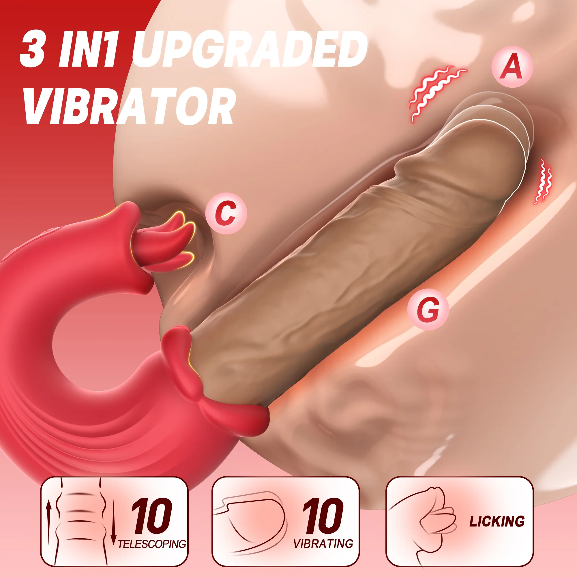 Lips Tongue Licking Thrusting G-spot Vibrator - Image 2