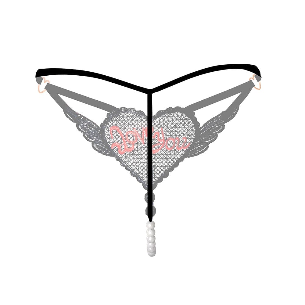 "Love You" Sexy Open Crotch Mesh Underwear With Pearls - Image 3
