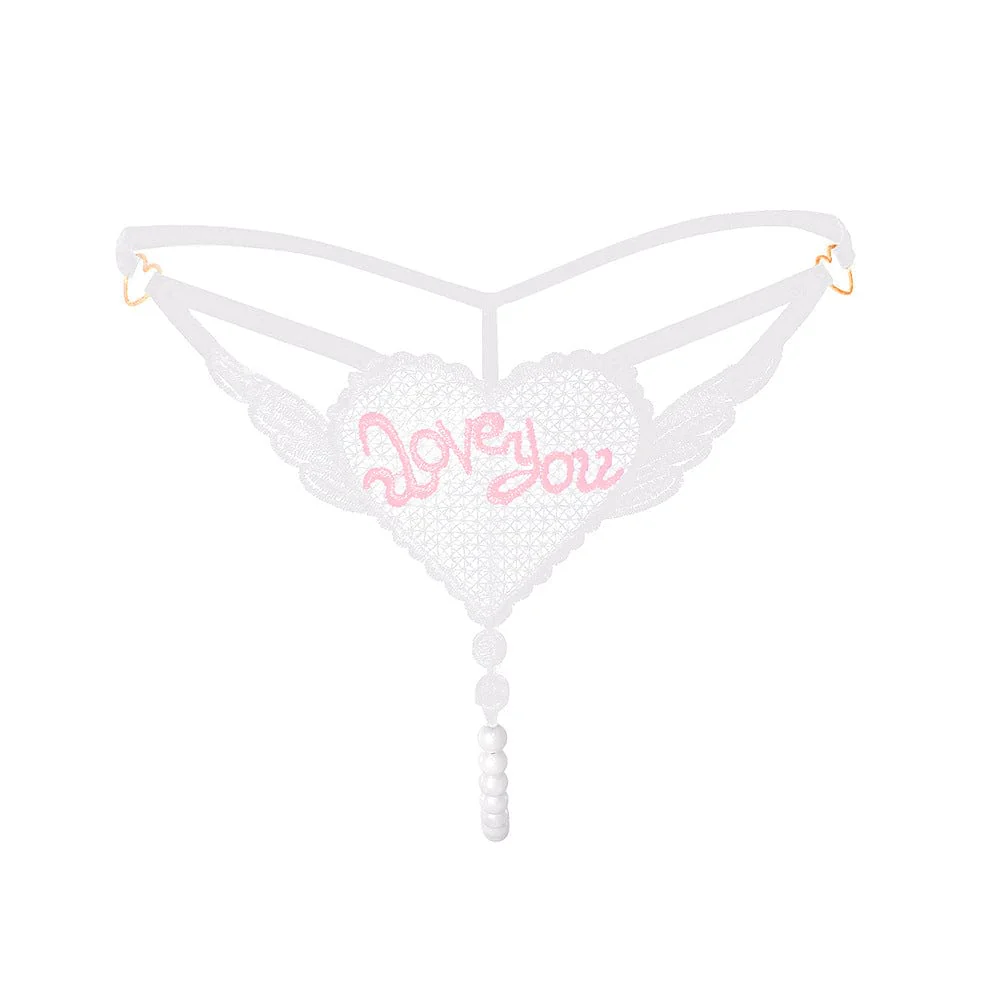 "Love You" Sexy Open Crotch Mesh Underwear With Pearls - Image 5