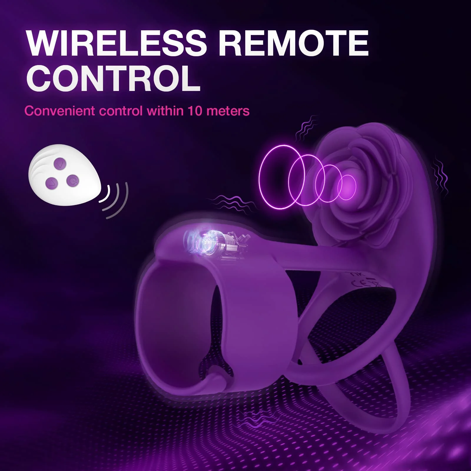 3 IN 1 Vibrating Rose Penis Ring with 10 Vibration - Image 4