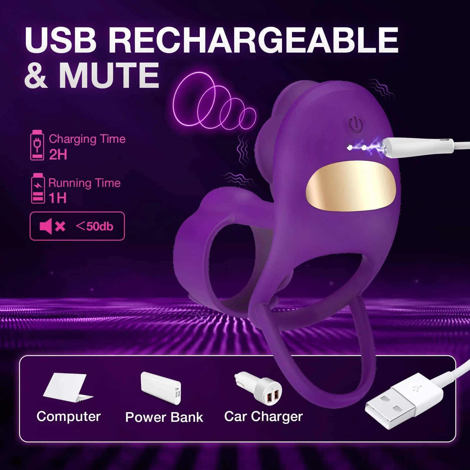 3 IN 1 Vibrating Rose Penis Ring with 10 Vibration - Image 8