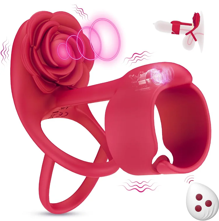 3 IN 1 Vibrating Rose Penis Ring with 10 Vibration - Image 9