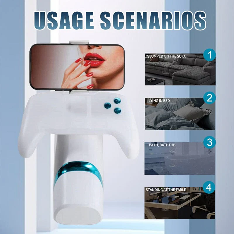 Game Male Masturbator M100 Heating Thrusting Vibrating Penis Stroker With Handles And Phone Holder - Image 5