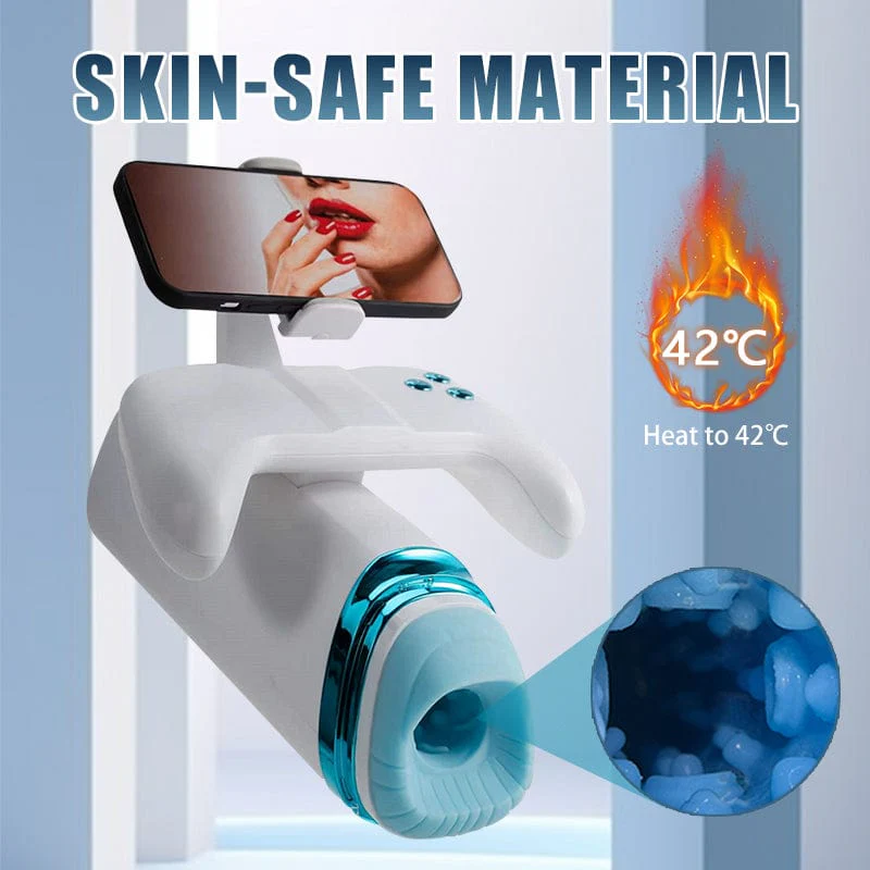 Game Male Masturbator M100 Heating Thrusting Vibrating Penis Stroker With Handles And Phone Holder - Image 7