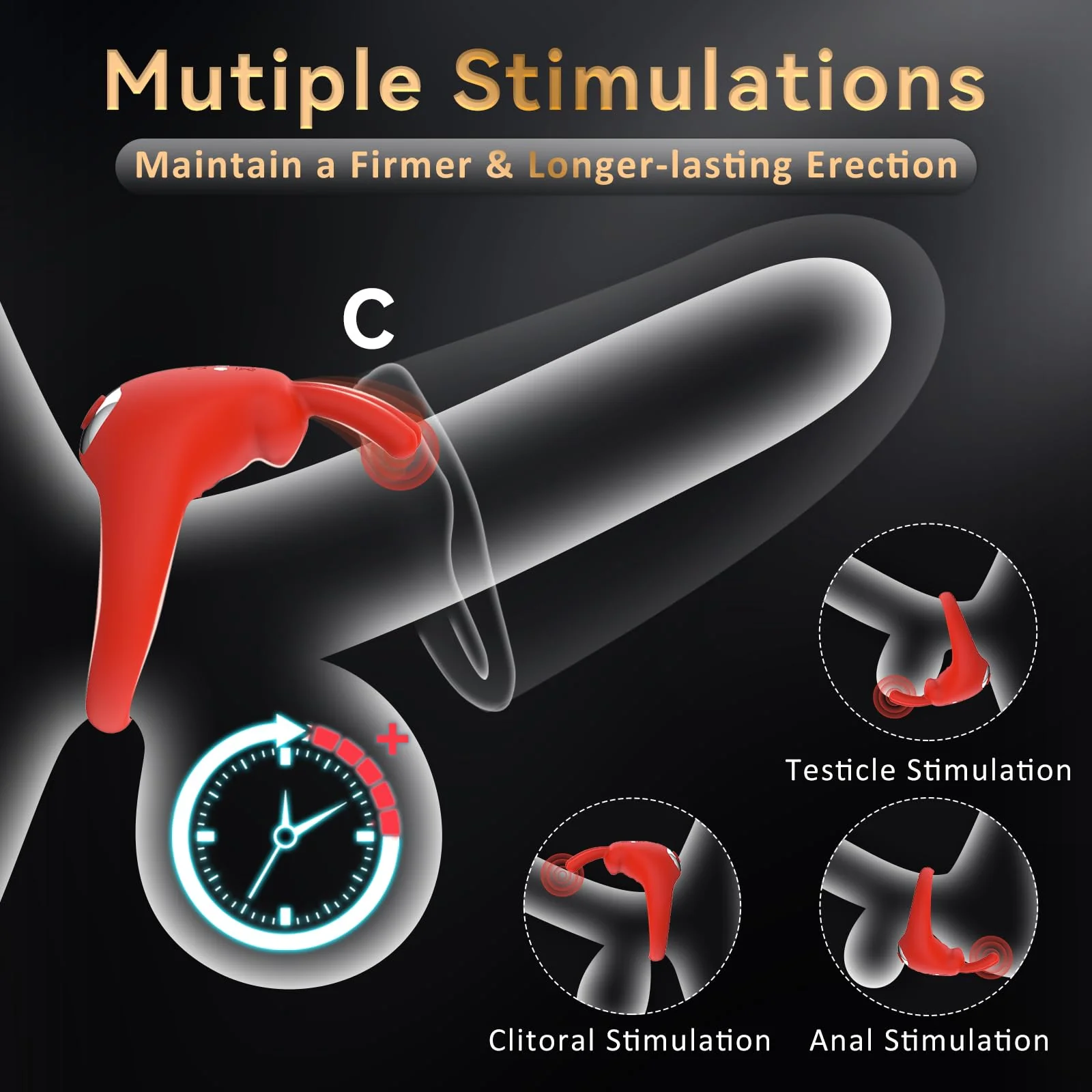 Rabbit Vibrating Cock Ring Adult Sex Toys with Clitoral Vibrator - Image 16